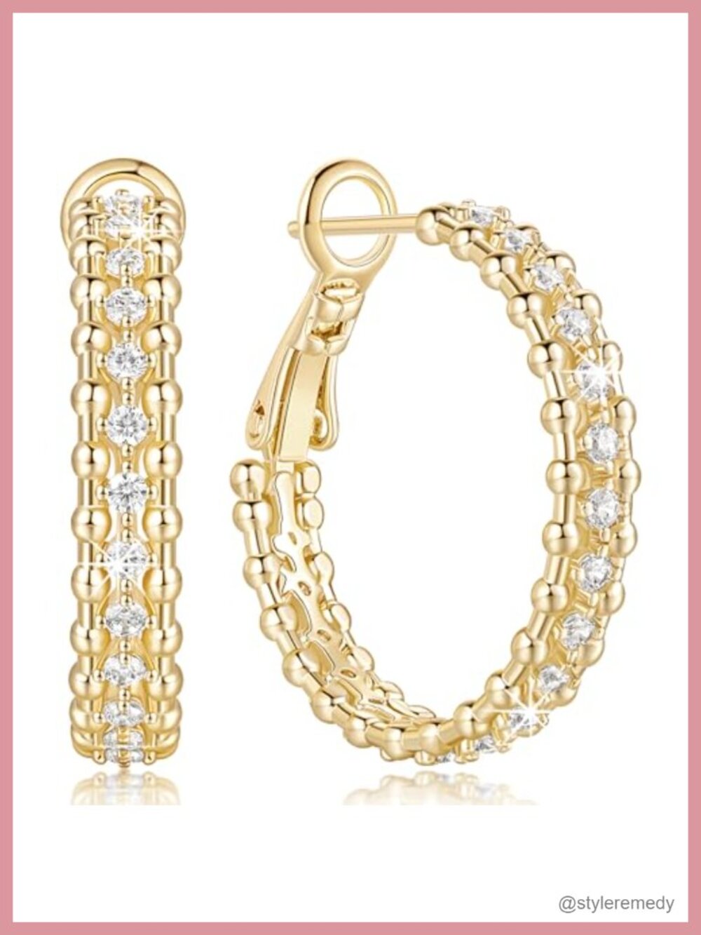 14K Gold Plated Hoop Earrings Hinged Square Edge Hypoallergenic